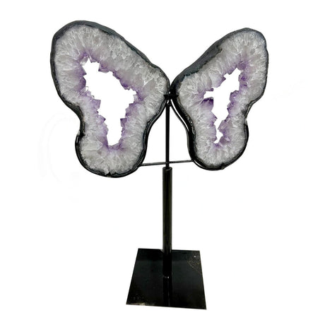 10" x 22" x 34" Amethyst Geode Slice Wings on Metal Stand - Magick Magick.com