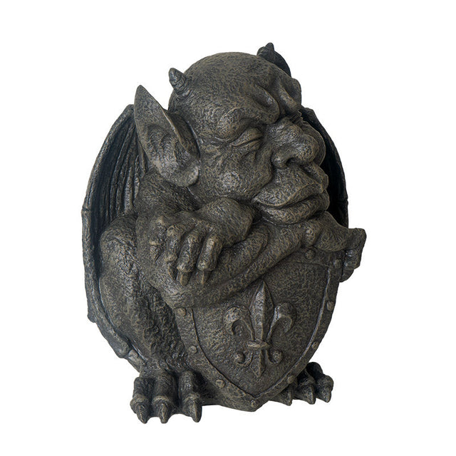 10.5" Resting Gargoyle with Shield Statue - Magick Magick.com