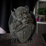 10.5" Resting Gargoyle with Shield Statue - Magick Magick.com