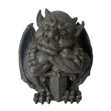 10.5" Resting Gargoyle with Sword Statue - Magick Magick.com