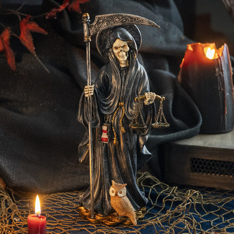 10.5" Santa Muerte Black Statue - Magick Magick.com