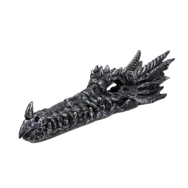 10.8" Dragon Skull Silver Stick Incense Holder - Magick Magick.com