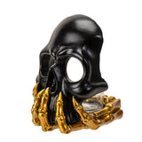 11" Black and Gold Skull Candle Holder - Magick Magick.com