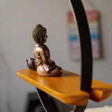 11" Sitting Buddha Metal with Wood Stand - Magick Magick.com