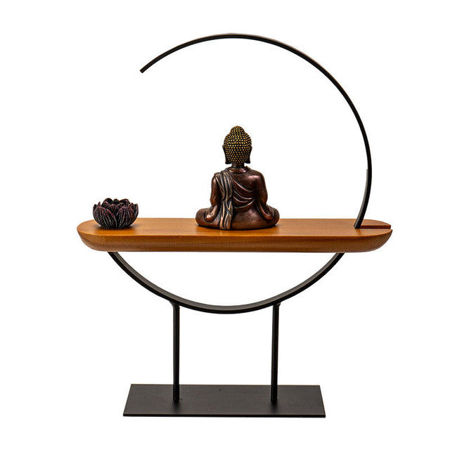 11" Sitting Buddha Metal with Wood Stand - Magick Magick.com