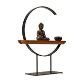 11" Sitting Buddha Metal with Wood Stand - Magick Magick.com