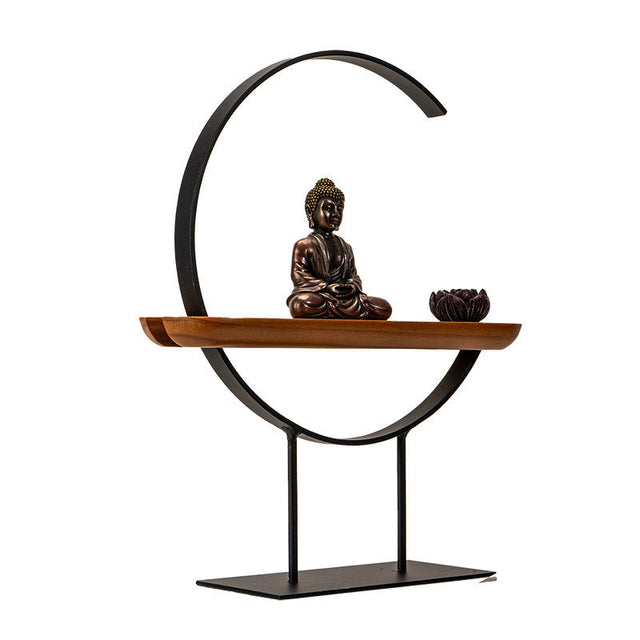 11" Sitting Buddha Metal with Wood Stand - Magick Magick.com