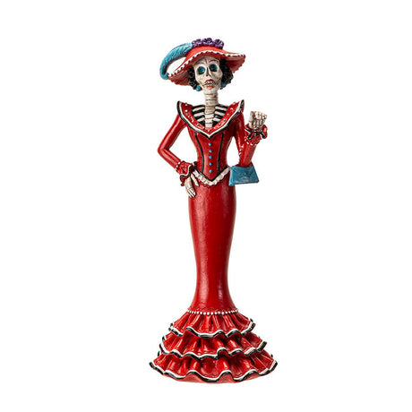 11.4" Day of the Dead Red Catrina Statue - Magick Magick.com