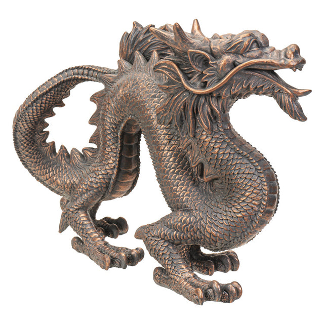 12" Dragon Statue - Bronze Chinese Dragon - Magick Magick.com