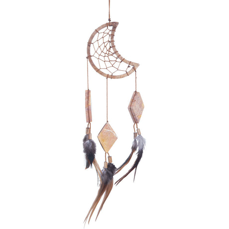 12" Dream Catcher - Moon with Natural Stone Beads - Magick Magick.com