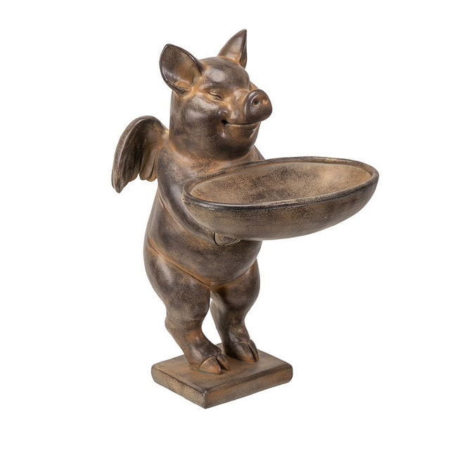 12" Flying Pig Bird Feeder Plate Garden Statue - Magick Magick.com