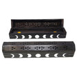 12" Moon Phase Black Wood Incense Box Burner - Magick Magick.com