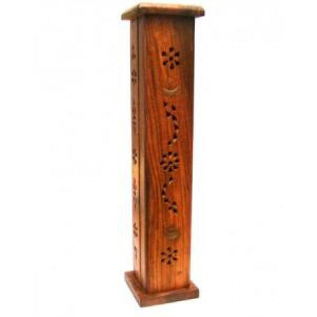 12" Moon & Star Tower Wood Incense Burner - Magick Magick.com