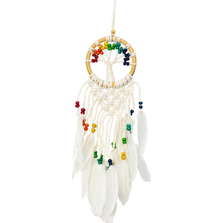 12" Wooden Bead Tree with Chakra Macrame - Magick Magick.com