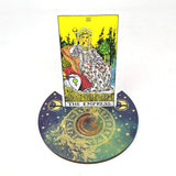 12" Wooden Crescent Tarot Card Holder Moon Zodiac - Magick Magick.com