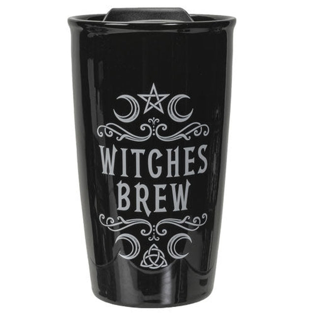 12 oz Black Ceramic Travel Mug - Witches Brew - Magick Magick.com