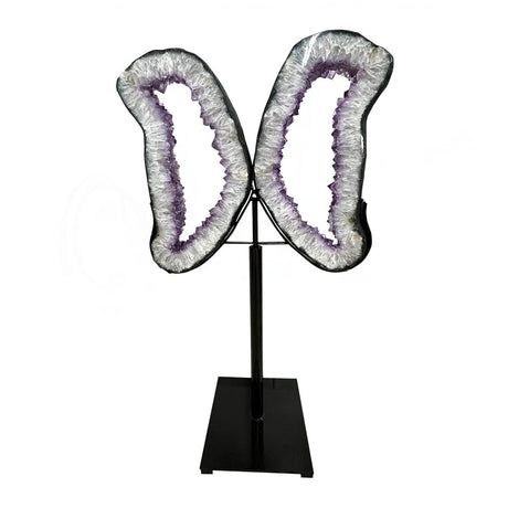 12" x 26" x 43" Amethyst Geode Slice Wings on Metal Stand - Magick Magick.com