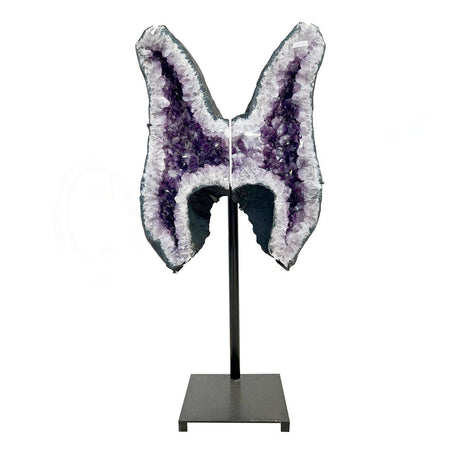 12" x 26" x 58" Amethyst Geode Wings on Metal Stand (226.6 lbs) - Magick Magick.com