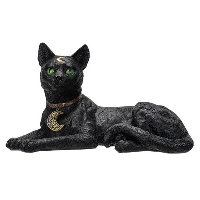 12.4" Black Cat Laying Statue - Magick Magick.com