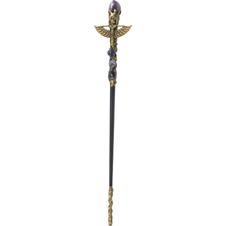 12.5" Magick Wand - Amethyst with Gold Isis - Magick Magick.com