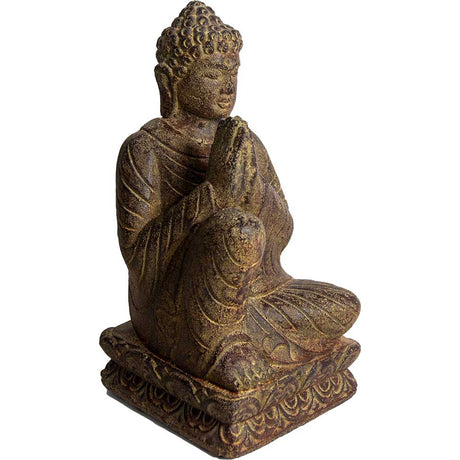 12.5" Volcanic Stone Statue - Namaste Resting Buddha - Magick Magick.com