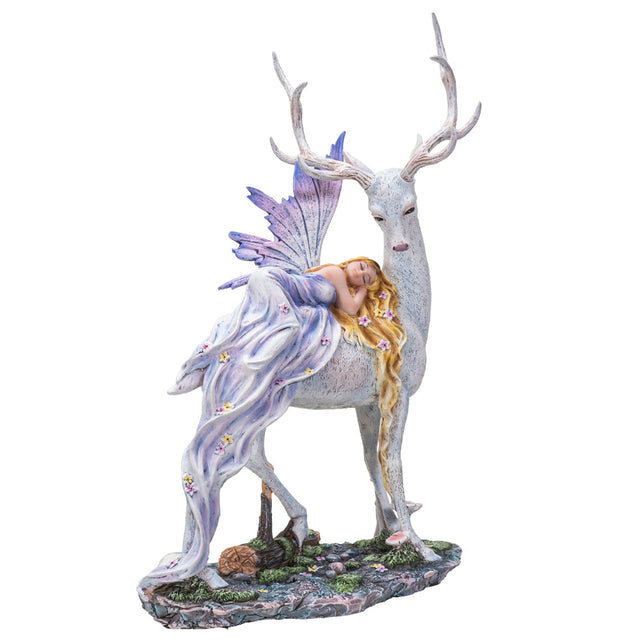13" Fairy Statue - Sleeping Fairy on Deer - Magick Magick.com