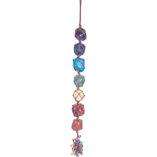 13" Hanging Rough Chakra Crystal String with Tassels - Magick Magick.com