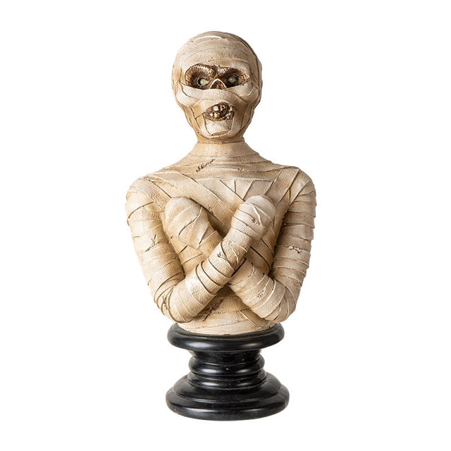 13" Mummy Bust with LED Light Statue - Magick Magick.com