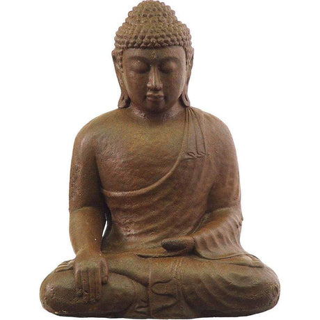 13" Volcanic Stone Statue - Buddha Touching the Earth - Brown - Magick Magick.com