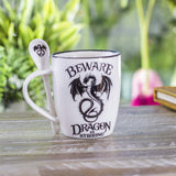 13 oz Ceramic Mug and Spoon Set - Beware Dragon Is Stirring - Magick Magick.com