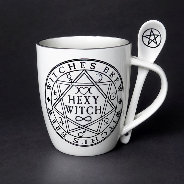 13 oz Ceramic Mug and Spoon Set - Hexy Witch - Magick Magick.com