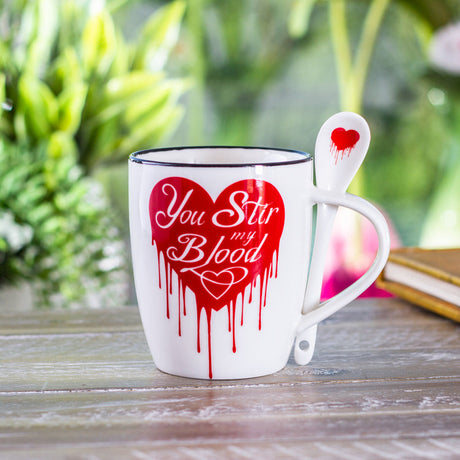 13 oz Ceramic Mug and Spoon Set - You Stir My Blood - Magick Magick.com