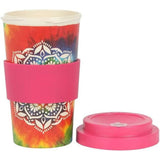 13.5 oz Bamboo Travel Mug with Sleeve - Tie Dye Mandala - Magick Magick.com