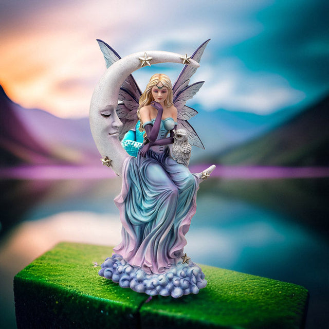 13.75" Luna Fairy with Owl Statue - Magick Magick.com