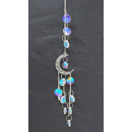 14" Sun Catcher - Jeweled Silver Crescent Moon - Magick Magick.com