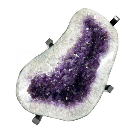 14" x 24" x 15" Amethyst Geode Table with Stainless Steel Base (95.7 lbs) - Magick Magick.com