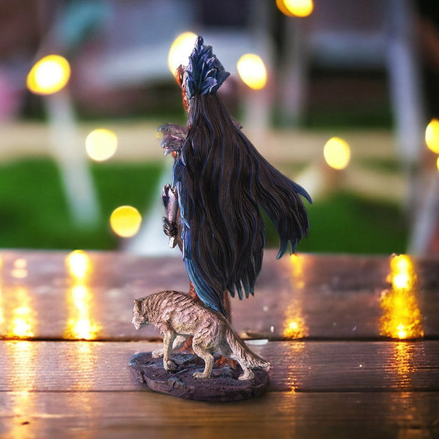 14.25" Ring of Fire Battle Stance with Wolf Statue - Magick Magick.com