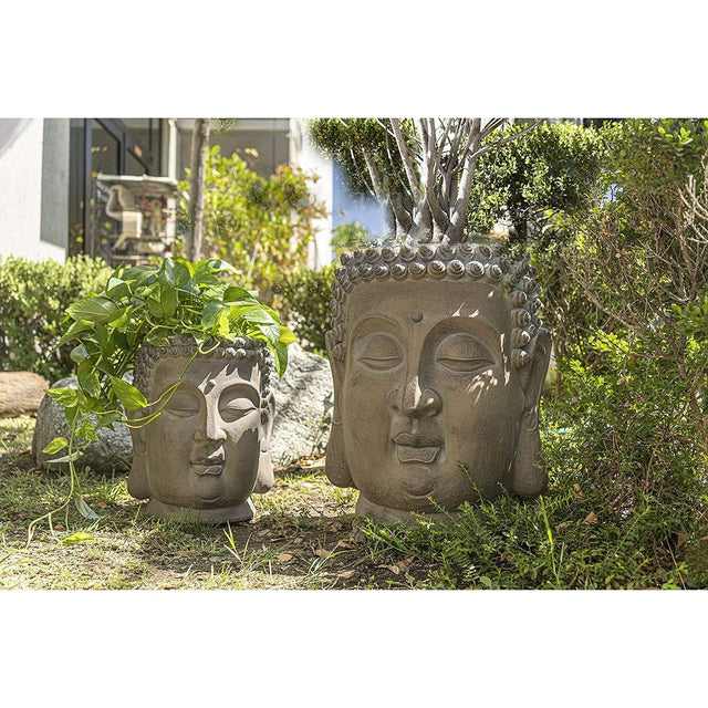 14.75" Zen Buddha Head Resin Planter Pot - Magick Magick.com