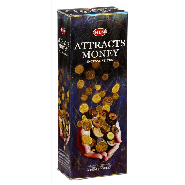16" Attract Money Jumbo Hem Incense Sticks (6 Pack Case - 10 Sticks Each Pack) - Magick Magick.com