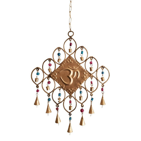 16" Om Iron Wind Chime with Glass Beads - Magick Magick.com