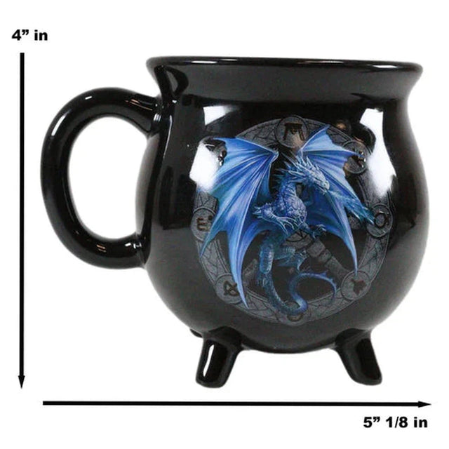 16 oz Anne Stokes Ceramic Color Changing Cauldron Mug - Yule Dragon - Magick Magick.com