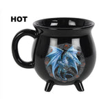 16 oz Anne Stokes Ceramic Color Changing Cauldron Mug - Yule Dragon - Magick Magick.com