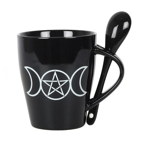 16 oz Ceramic Mug and Spoon Set - Triple Moon - Magick Magick.com