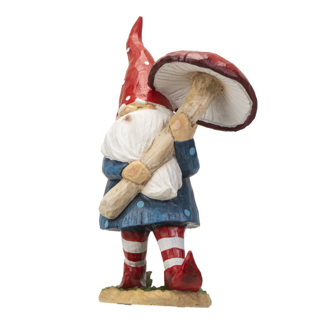 16.65" Gnome Statue - Walking with Mushroom - Magick Magick.com