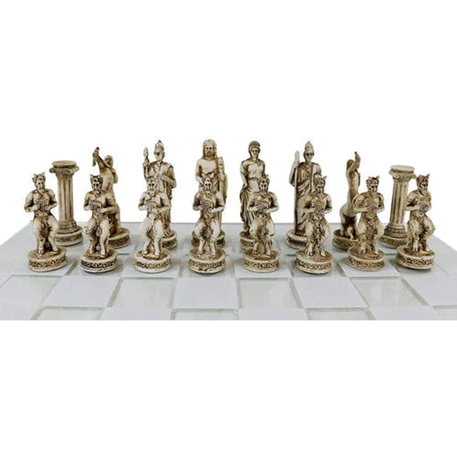 17" Glass Chess Set - Greek Mythology - Magick Magick.com