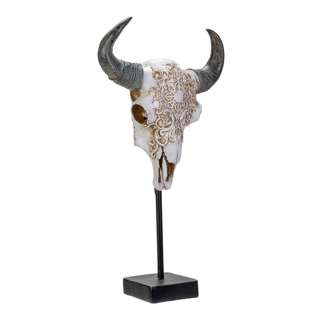 17.3" Carved Animal Skull on Stand Statue - Magick Magick.com