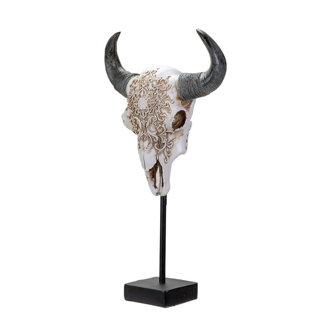 17.3" Carved Animal Skull on Stand Statue - Magick Magick.com