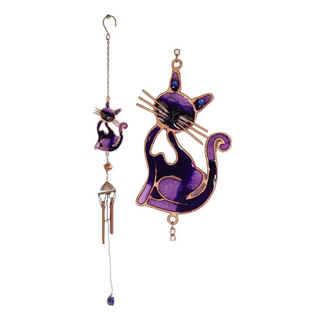 17.75" Purple Slinky Cat Wind Chime - Magick Magick.com