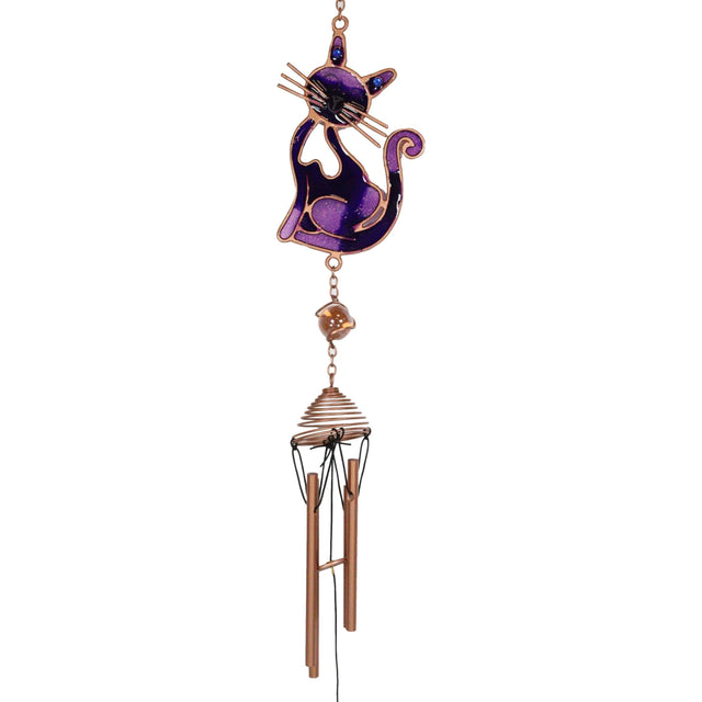 17.75" Purple Slinky Cat Wind Chime - Magick Magick.com