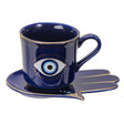 18 oz Ceramic Mug and Saucer Set - Evil Eye Blue - Magick Magick.com